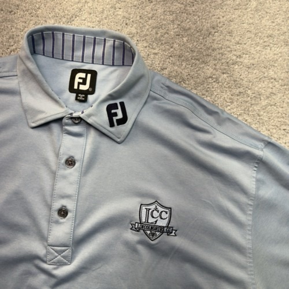 FootJoy FJ Lincolnshire CC Golf Polo Men's XL Light Blue Embroidered Club Logo